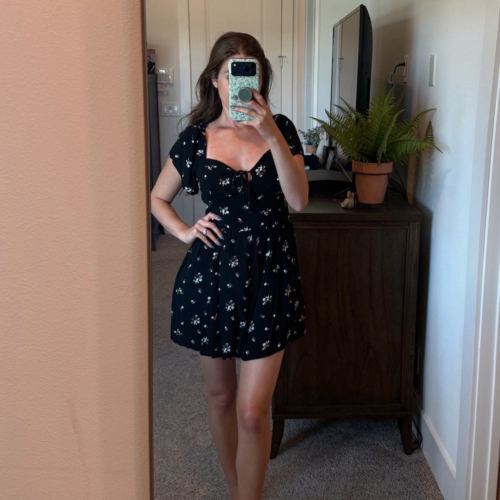 Hollister Black Floral Romper
